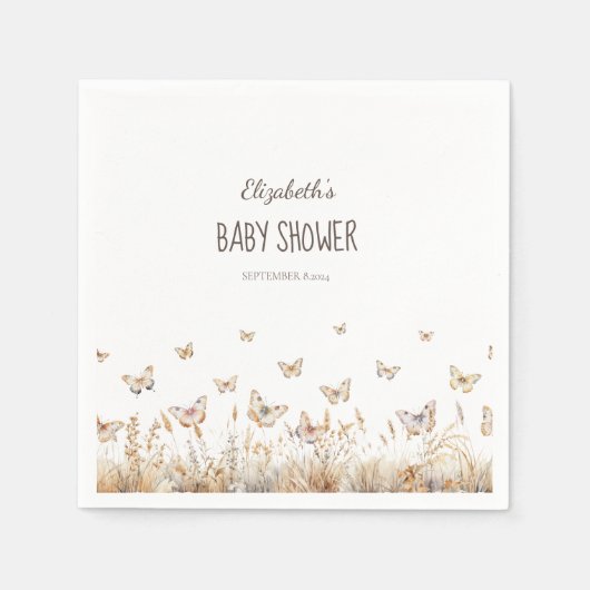 Waterverf weide vlinders servet (Voorkant)
