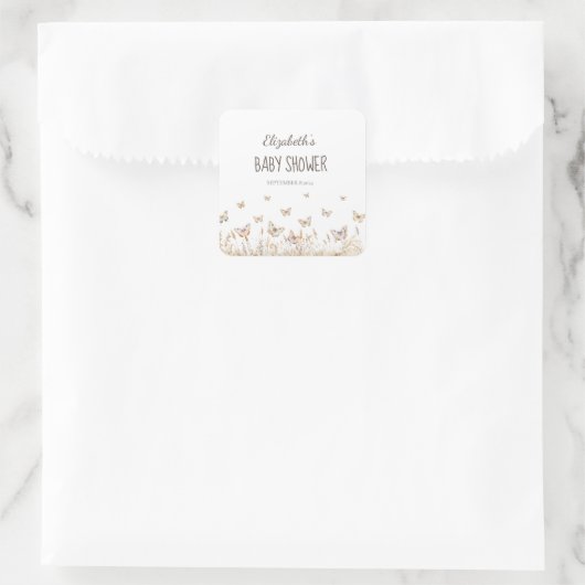 Waterverf weide vlinders vierkante sticker (Tas)