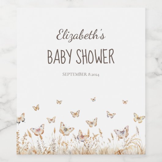 Waterverf weide vlinders wijn etiket (Enkel label)