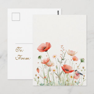 Waterverf Weide Wenskaart, Elegante Bloemen Briefkaart