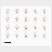 Waterverf Weide Wildbloem Monogram Bruiloft Ronde Sticker (Vel)
