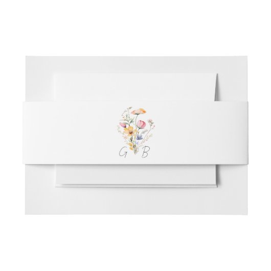 Waterverf Weide Wildbloem Monogram Bruiloft Uitnodigingen Wikkel (Voorkant Voorbeeld)