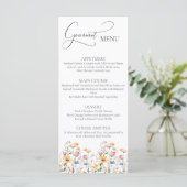 Waterverf weide Wildbloemen Bruiloft Gourmet Menu (Staand voorkant)