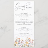 Waterverf weide Wildbloemen Bruiloft Gourmet Menu (Voorkant)