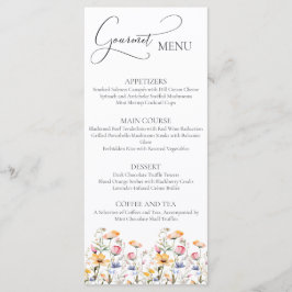 Waterverf weide Wildbloemen Bruiloft Gourmet Menu
