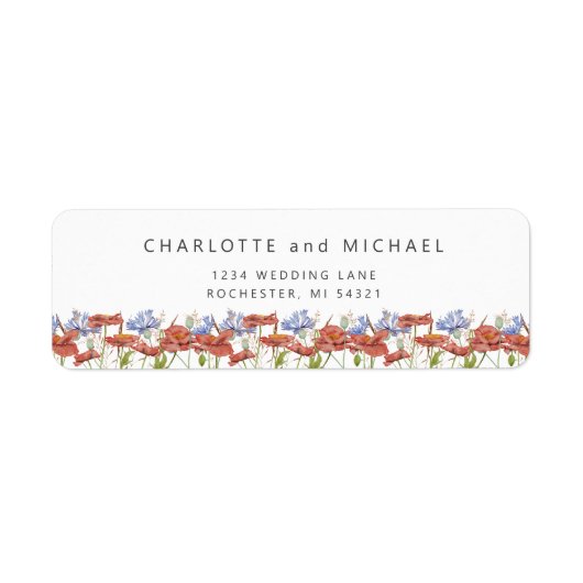 Waterverf weide wildbloemen retouradres etiket (Voorkant)