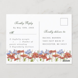 waterverf weide wildbloemen rsvp briefkaart