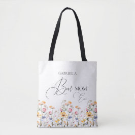 Waterverf weide wilde bloem beste mam ooit tote bag