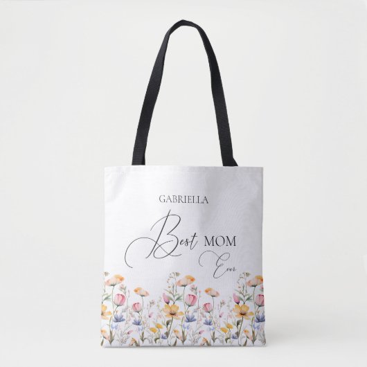 Waterverf weide wilde bloem beste mam ooit tote bag (Voorkant)