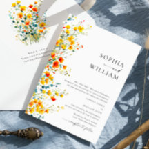 Waterverf Weide Wilde Bloem Bohemiaans Huwelijk