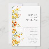 Waterverf Weide Wilde Bloem Bohemiaans Huwelijk Kaart (Voorkant)