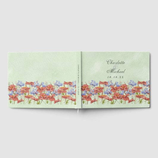 waterverf weide wilde bloemen bruiloft gastboek gastenboek (Volledig)