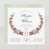 Waterverf weide wilde bloemen kruipen bruiloft kaart (Voorkant / Achterkant)