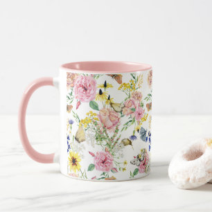 Waterverf Weide Wilde Bloemenpatroon Mok