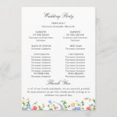 Waterverf weide Wildflower Boho huwelijksceremonie Programmakaart (Achterkant)