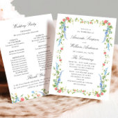 Waterverf weide Wildflower Boho huwelijksceremonie Programmakaart