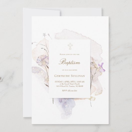 waterverf weidebloemen Baptisme Kaart (Voorkant)