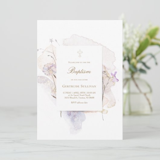 waterverf weidebloemen Baptisme Kaart (Staand voorkant)