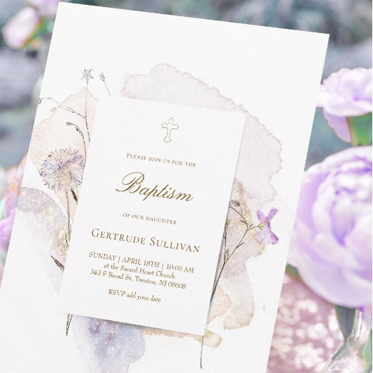 waterverf weidebloemen Baptisme Kaart