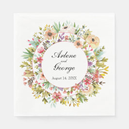 Waterverf weidebloemen bruiloft servet