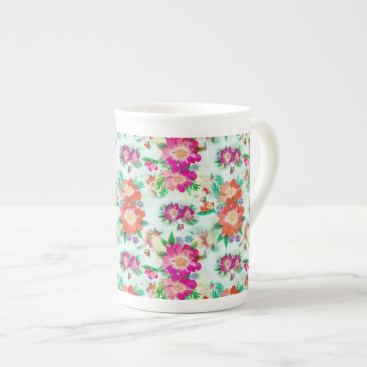 Waterverf weidebloemen porselein kop (Voorkant rechts)