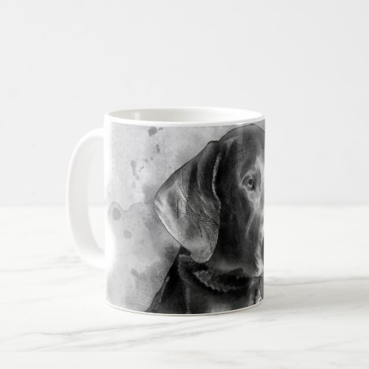 WATERVERF WEIMARANER BW CERAMIC MOK (Voorkant links)
