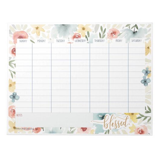 Waterverf wekelijkse planner notitieblok (Voorkant)