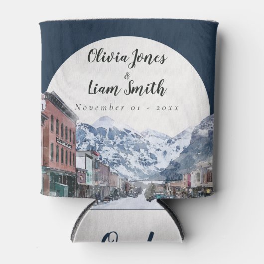 Waterverf Welkom bij Telluride Wedding Welkom Blikjeskoeler (Voorkant)