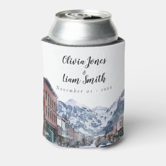 Waterverf Welkom bij Telluride Wedding Welkom Blikjeskoeler (Blikje Achterkant)