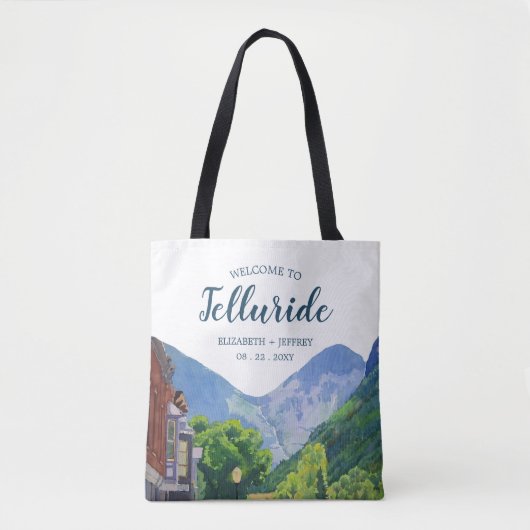 Waterverf Welkom bij Telluride Wedding Welkom Tote Bag (Voorkant)