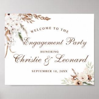 Waterverf Welkom Elegant Boho Engagement Party Poster
