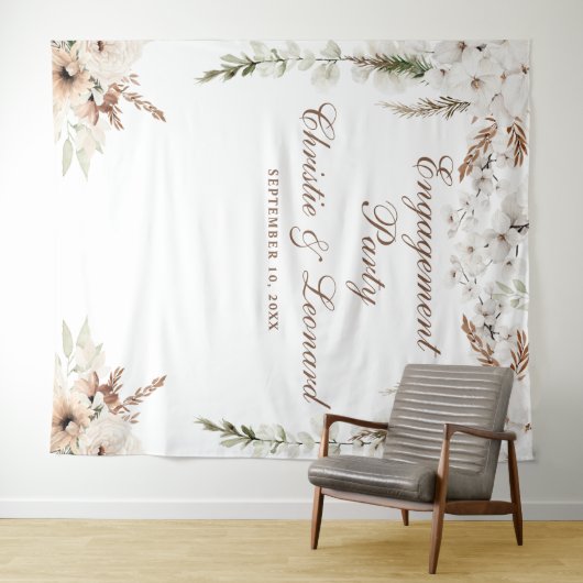 Waterverf Welkom Elegant Boho Engagement Party Wandkleed (In Situ (horizontaal))