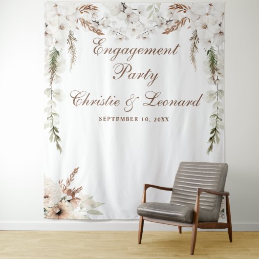 Waterverf Welkom Elegant Boho Engagement Party Wandkleed (In situ)