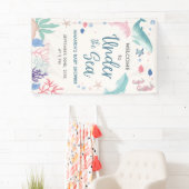 Waterverf Welkom onder de Zee Baby Girl Shower Spandoek (Insitu)