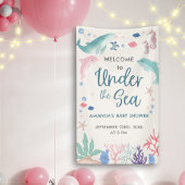 Waterverf Welkom onder de Zee Baby Girl Shower Spandoek