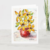 Waterverf Wenskaart gele bloemen Kaart (Voorkant)