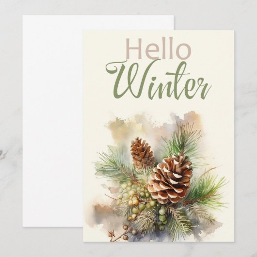 Waterverf wenskaart met dennentakken, kegels kaart (Voorkant / Achterkant)