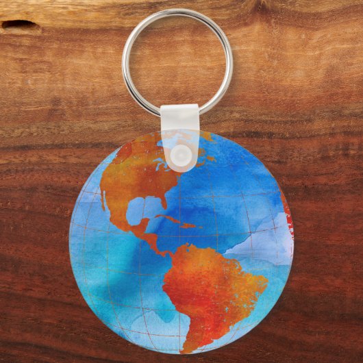 Waterverf wereld gepersonaliseerd sleutelhanger (Voorkant)