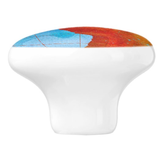 Waterverf wereld keramische knop (Zijkant)