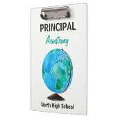 Waterverf Wereldbol Aangepersonaliseerd schoolhoof Klembord (Links)