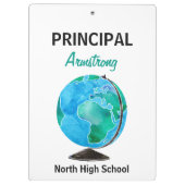 Waterverf Wereldbol Aangepersonaliseerd schoolhoof Klembord (Achterkant)