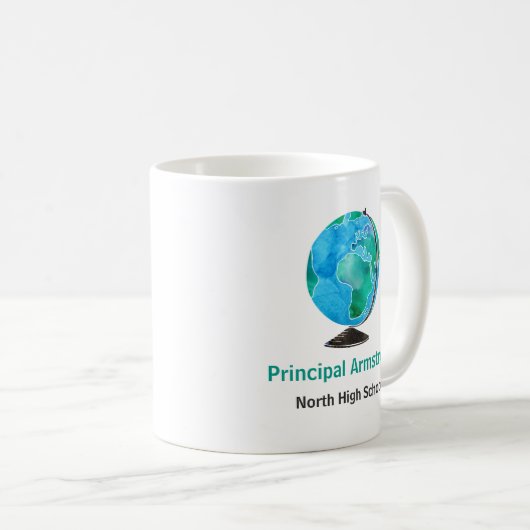 Waterverf Wereldbol Aangepersonaliseerd schoolhoof Koffiemok (Voorkant rechts)