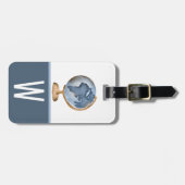 Waterverf Wereldbol, blauw, wit, bruin Kind Initia Bagagelabel (Voorkant horizontaal)
