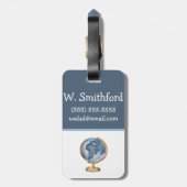 Waterverf Wereldbol, blauw, wit, bruin Kind Initia Bagagelabel (Achterkant verticaal)