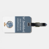 Waterverf Wereldbol, blauw, wit, bruin Kind Initia Bagagelabel (Achterkant horizontaal)