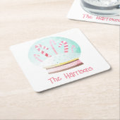 Waterverf Wereldbol kerstpapier Onderzetter (Schuin)