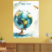 Waterverf Wereldbol kunst - waar je ook gaat Canvas Afdruk (Insitu (Woonkamer))