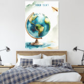 Waterverf Wereldbol kunst - waar je ook gaat Canvas Afdruk (Insitu (Slaapkamer))