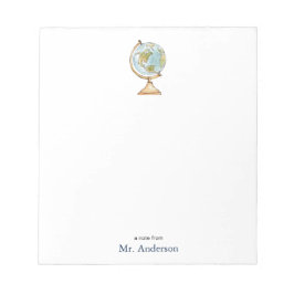 Waterverf Wereldbol Leraren Opmerking Notitieblok