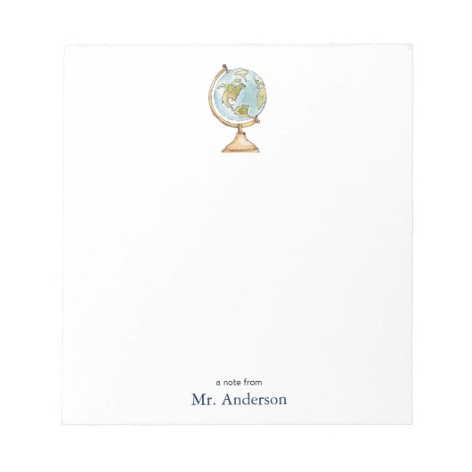 Waterverf Wereldbol Leraren Opmerking Notitieblok (Voorkant)